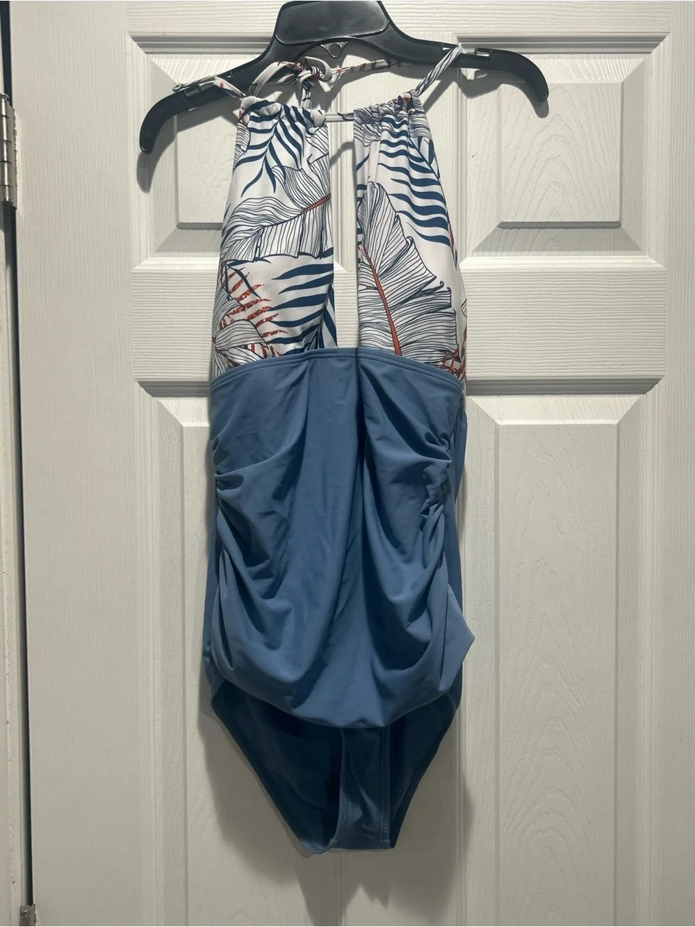 Women’s Blue Tropical Print One-Piece Swimsuit